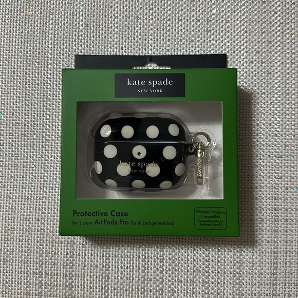 kate spade x Target Black White Polka Dot Apple AirPods Pro Protective Case - Picture 9 of 13